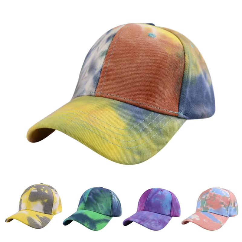 New Korean tie-dye baseball caps Men and women couples summer sun hats fashion color pattern sun hats