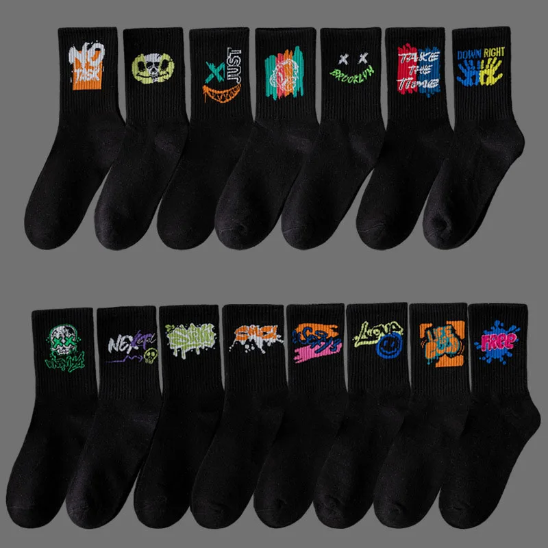 2024 Custom Logo Adult Men Women Unisex Sports Socks Autumn Color National Asymmetrical Casual Quick Dry Long Tube Cotton Socks