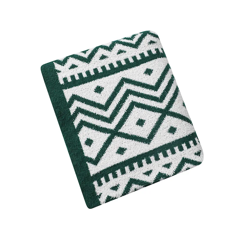 Boho Knitted Plush Cover Blanket Sofa Towel Bed Cover Solid Color Throw Blanket for Sleep Nap