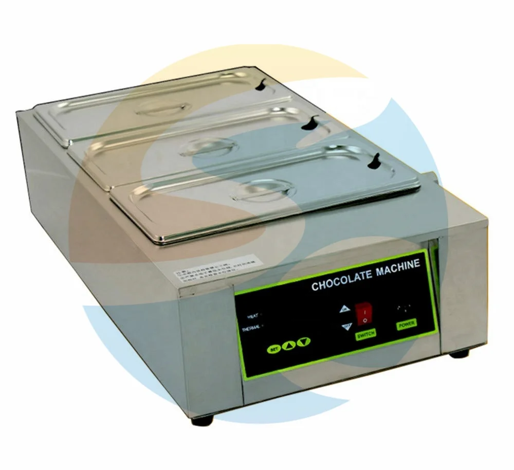 Stainless Steel Commercial Cheese Food Warmer Industrial Chocolate Tempering Machine 3 Tanks Chocolate Melting Pot