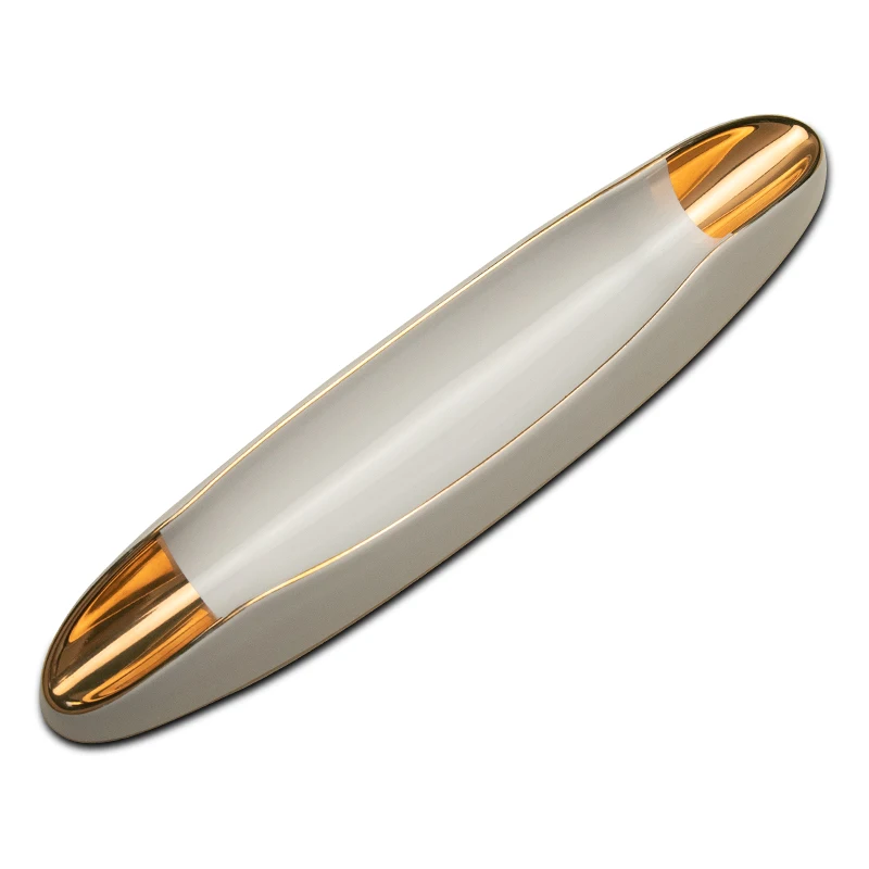 Factory directly OEM/ODM Long leaf Shape White Porcelain Ash tray Cigar Dishes