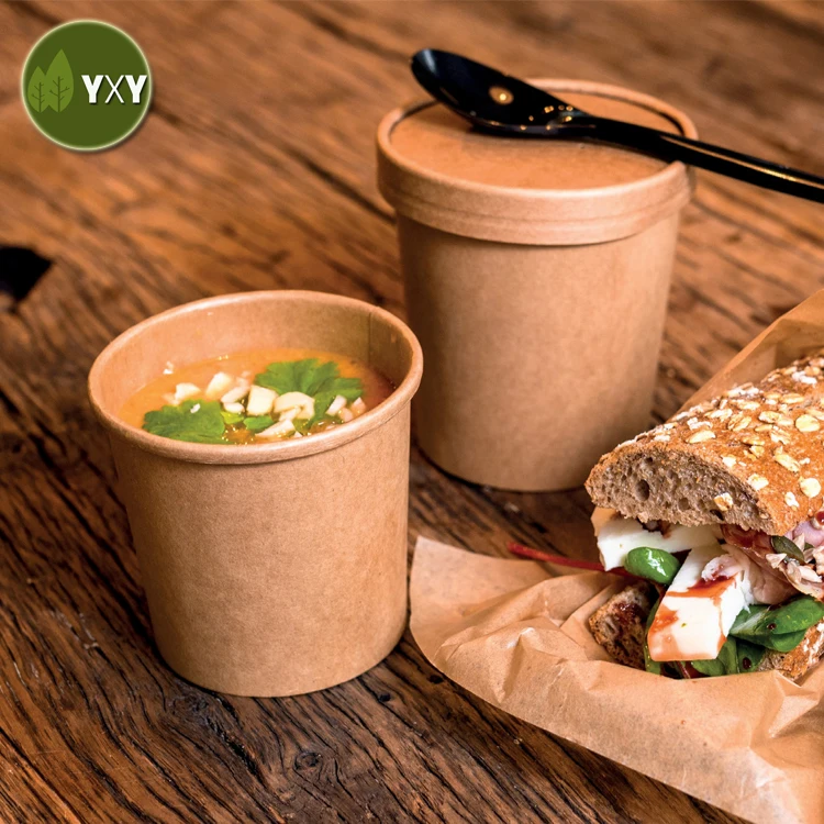 Get!!! High Quality Disposable Takeaway Paper Soup Cups With LID