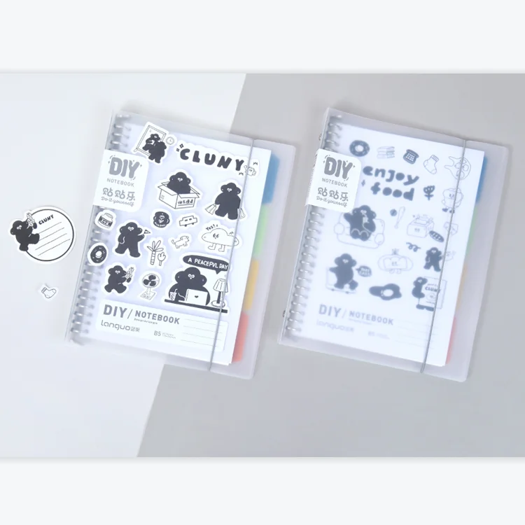 Fashion Stationery PP Cover Horizontal Line Green Plant B5 Lemon Duck  Spiral Notebook