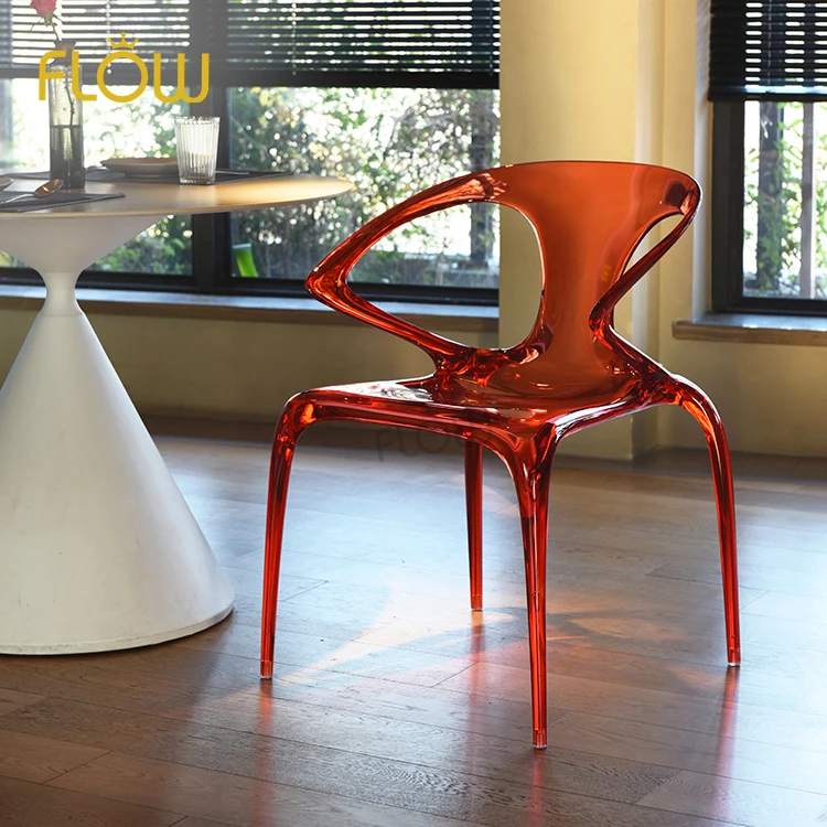 Поликарбонатное прозрачное кристаллическое штабелируемое кресло из поликарбоната для стильной столовой в простом стиле