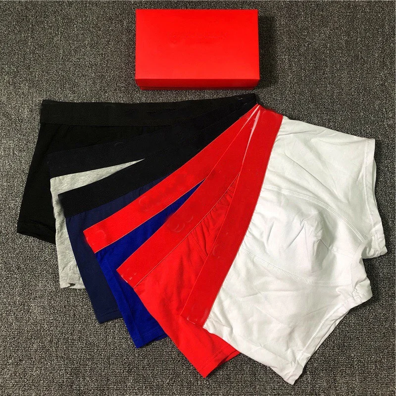 
Red Cotton Breathable Men Boxer Shorts Elastic Waistband Underwear Plus Size M-2XL 
