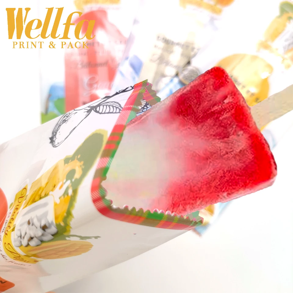 Emballage Cheap Custom Digital Printing Frosted Ice Cream Pop Pouch Wrappers Plastic Freezer Popsicle Packaging Bags