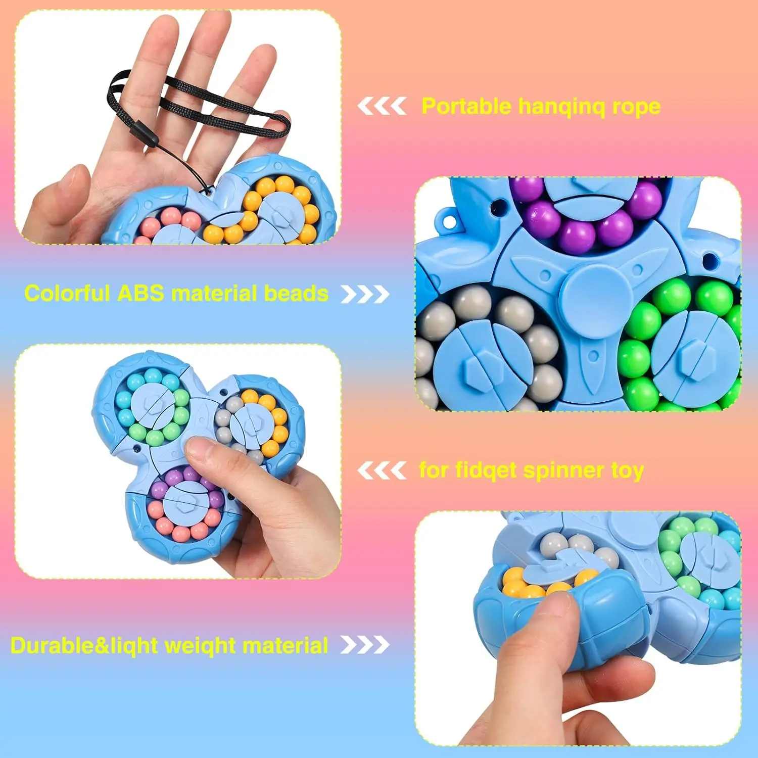 Magic Bean Puzzle Toy, Rotating Magic Bean Fidget Toys 2-in-1, Magic Ball Brain Teaser STEM Game
