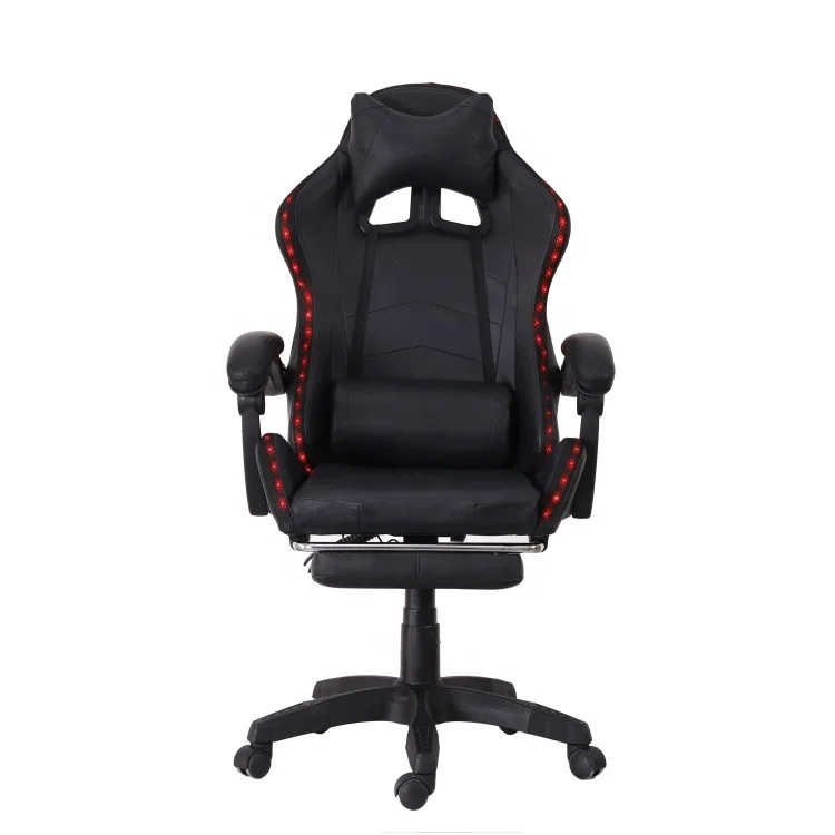 Hot Sale RGB LED Racing Gamer Chair with Footrest Reclining Leather Silla Swivel  for Office Use