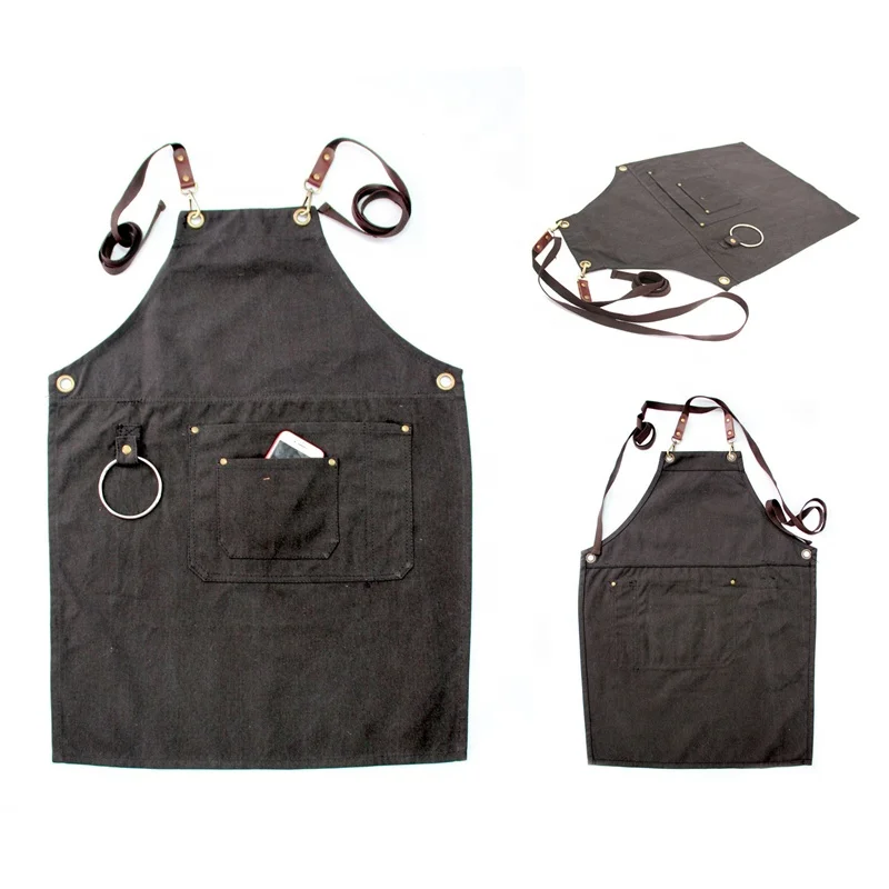 Bast sale canvas barbecue cooking apron custom logo bbq aprons for big men adjustable tool work clothes