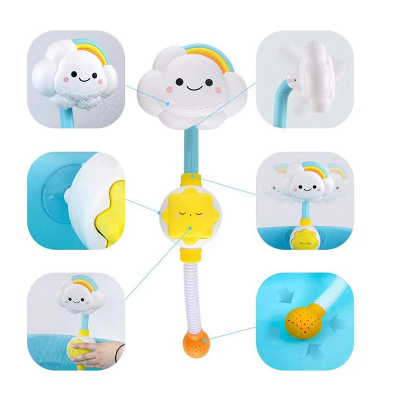 Creative Baby Bath Toy Colorful Rainbow Cloud Funny Adjustable Baby Shower Rainbow Water Proof Baby Bath Kids Game Toys