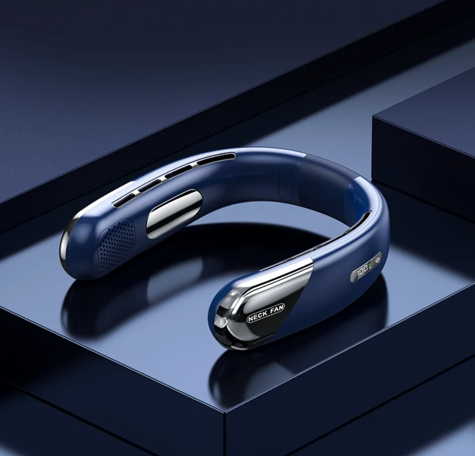 OEM high quality 2024 new mute neck fan rechargeable digital display portable wearable air cooling personal hanging neck fan