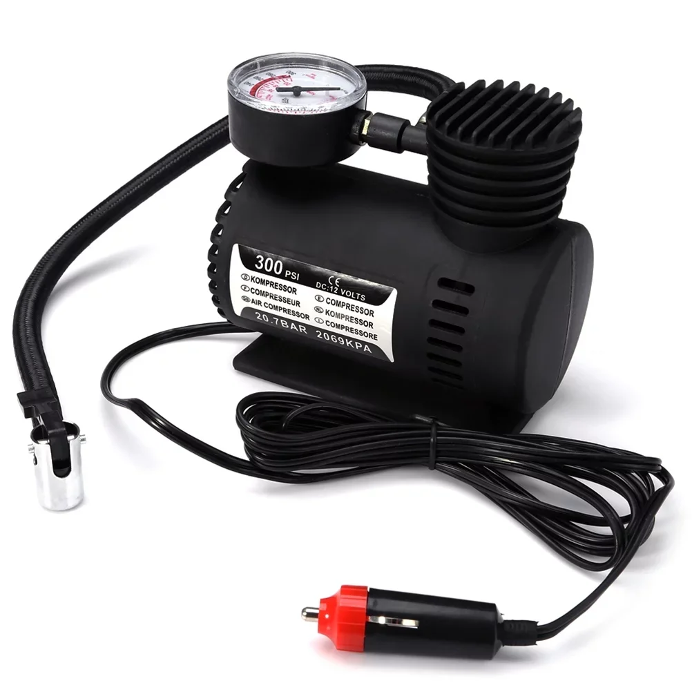 12V Portable Auto Mini Air Compressor Electric Pump ABS 300 PSI Tire Inflator Pump Electric Tire Air Inflator Car Tools