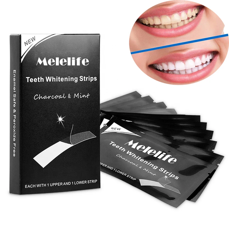 Частный логотип черные отбеливающие полоски для зубов древесный уголь для удаления пятен зубов