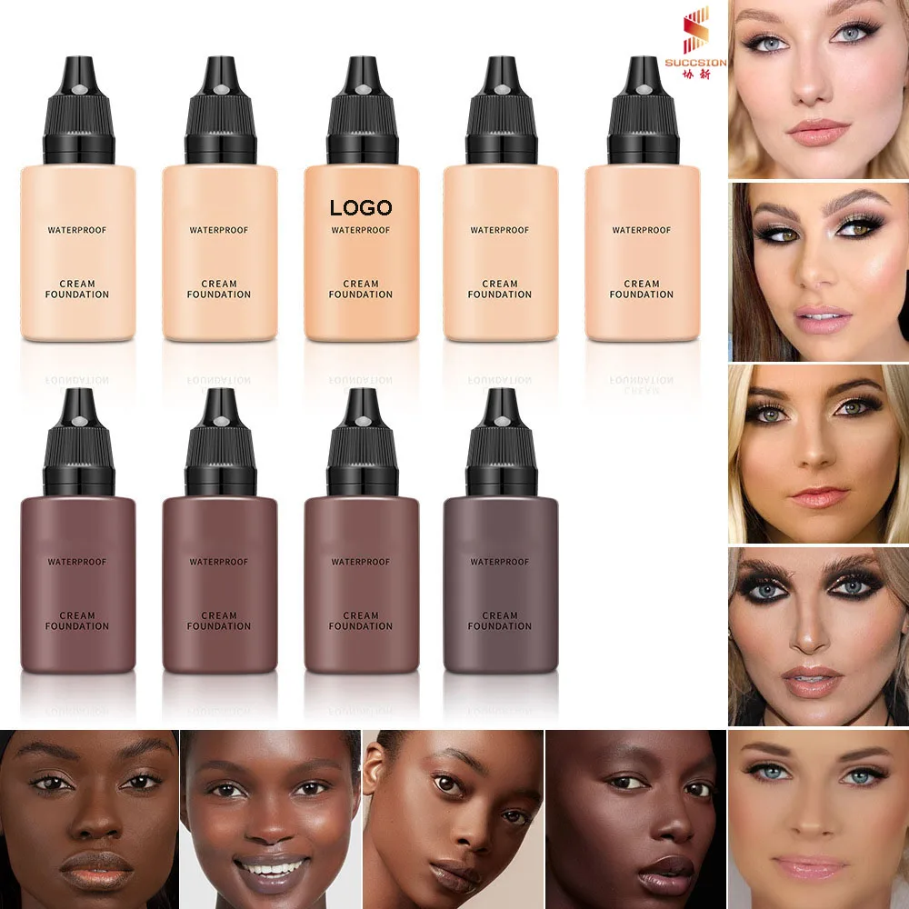Private Label Makeup Foundation Full Coverage Liquid Foundation Wholesales 9 Colors Female Waterproof Cream Foundation