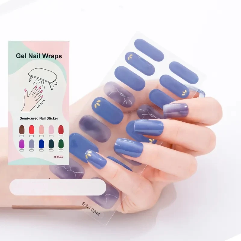 Semi Cured Gel Nail Sticker 3D Plastics Wholesale Nail Gel Strip Lattice Personalize Design Gel Nail Sticker