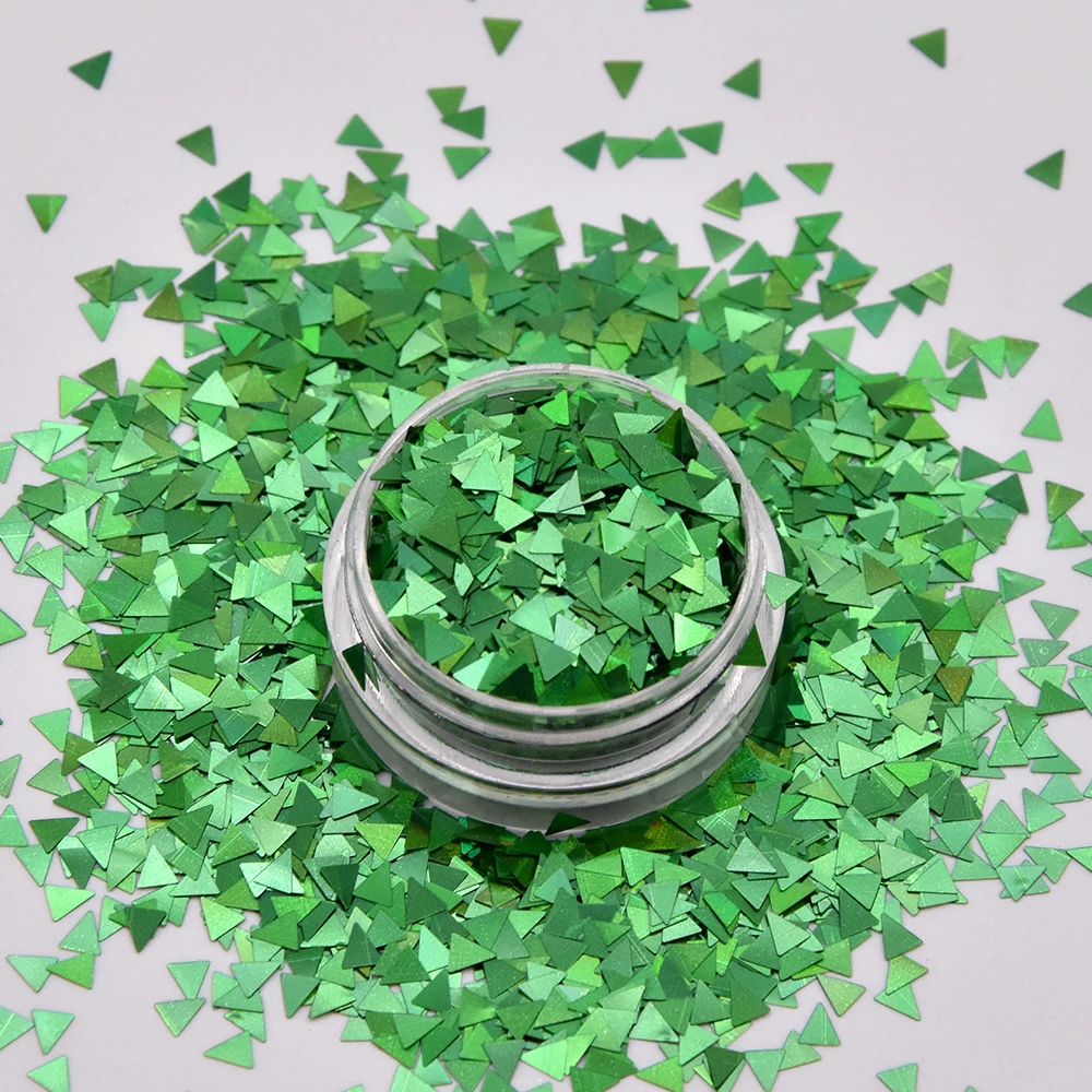 Eco Exclusive Design Wholesale Resistant Solvent green glitter shape holographic triangle glitter