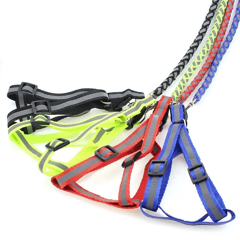Wholesale Reflective Braid Chain Dog Leash Dog Chain Chest Strap Pet Supplies Teddy Leash Highly Reflective Dog Harness