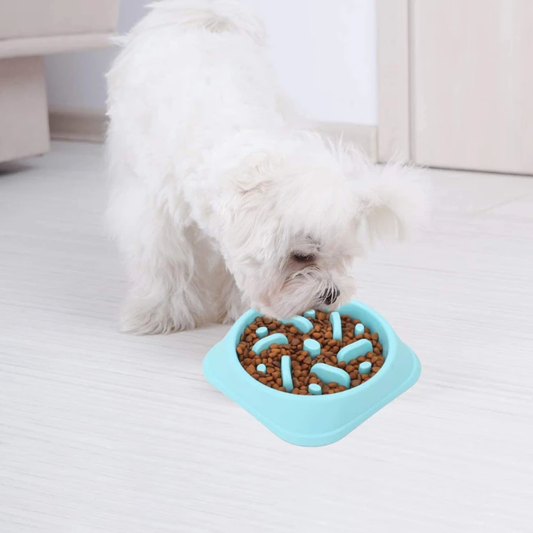Dog pet feeding food water slow feeding bowl plastic anti-choking jungle shaped cat dog food bowl