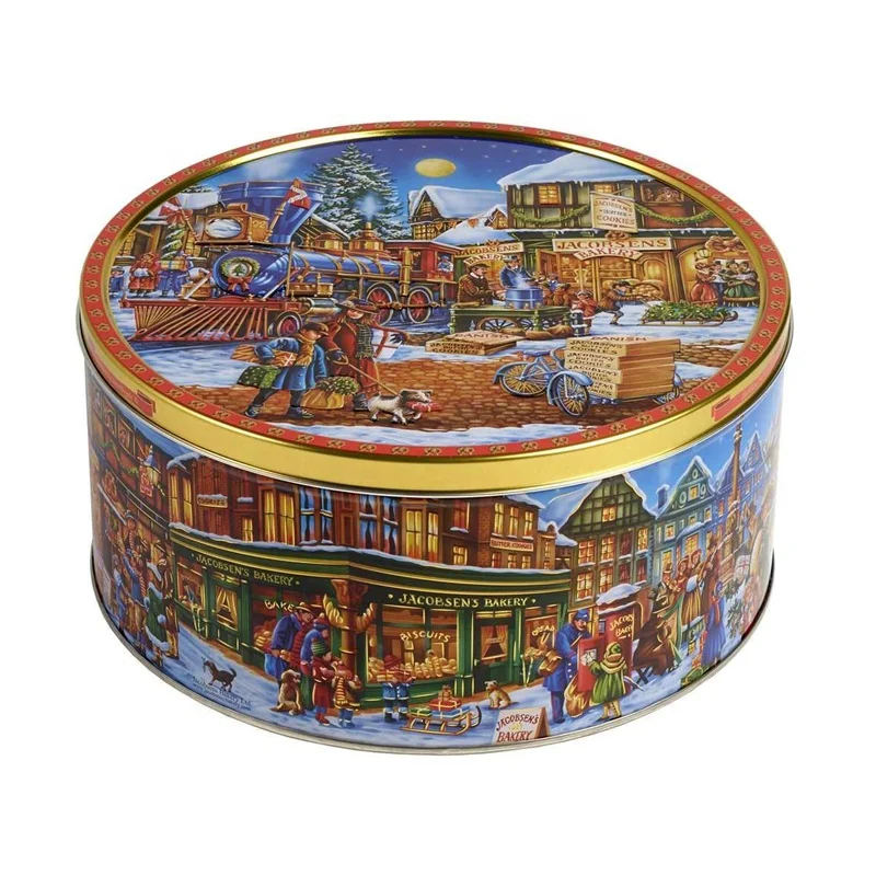 Hot Sales New Products Food Grade Round Metal Container Candy Sugar Cookie Tin can Packaging Box for baking Cake