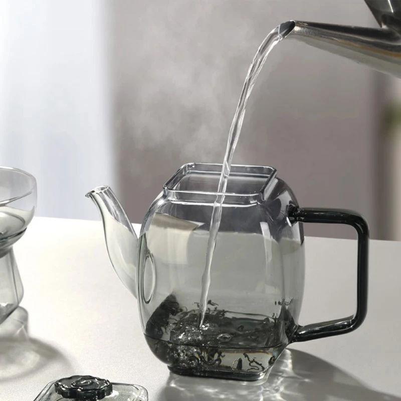 Explosion-Proof Transparent Tea Services Set Heat Resistant Insulated Warmer Teapot & Cups for Coffee Serving