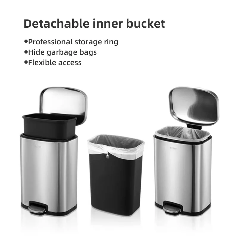 Garbage Can Indoor Kitchen Pedal Steel Trash Can Recycle Bin Wholesale Stainless Steel Bin Pedal
