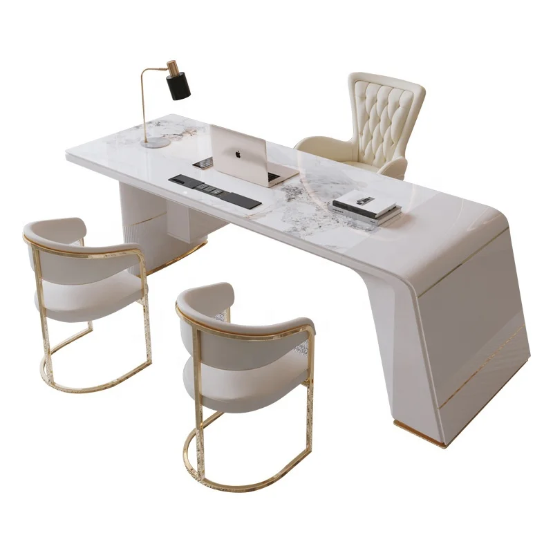 Modern Computer Reception White Furniture Luxury Table Office Desk Computer Writing Table