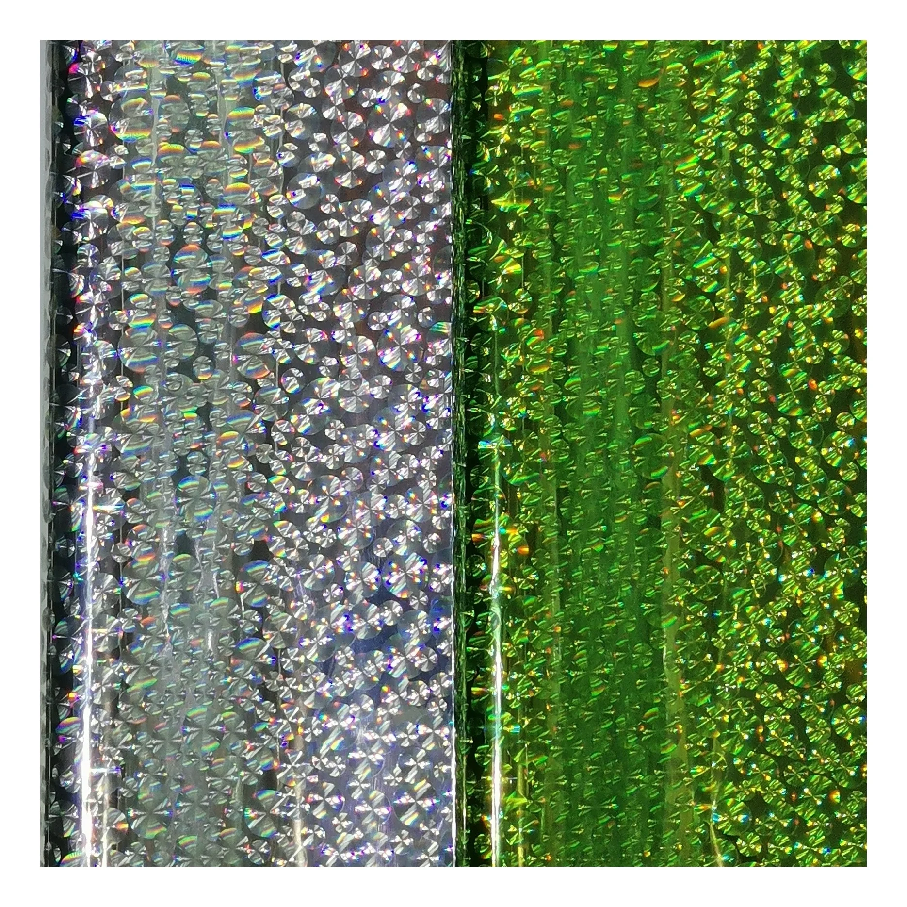 Textile foil cat eyes pattern Self adhesive laminated holographic film heat partial hot stamping foil for woman garments deco