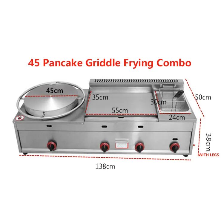 Customize Multifunction Pancake Crepes Maker Machine Commercial Fryer And Kitchen Gas Griddle