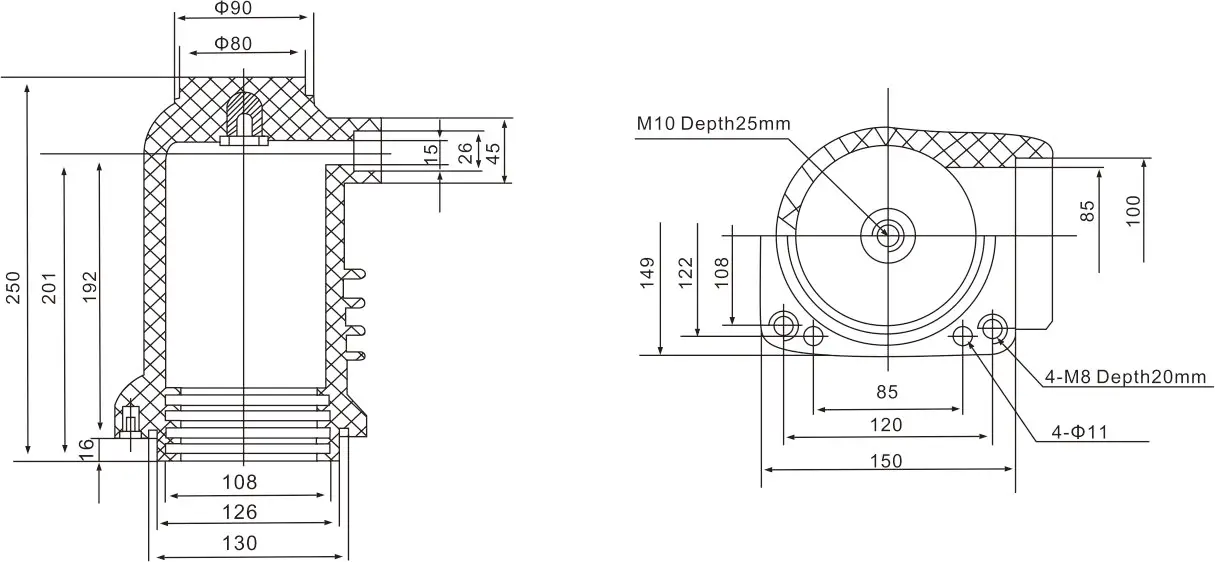 CH3-10Q/150 12KV эпоксидной смолы изолятор контактный ящик для высокого напряжения распределительное