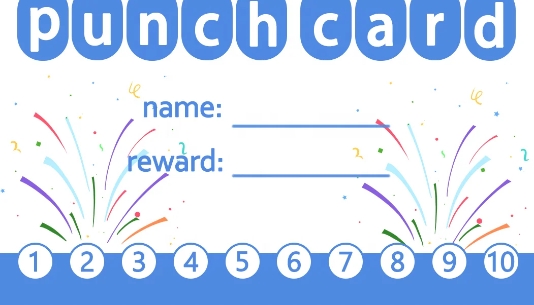 Punch Cards Incentive Loyalty Reward Card Student Name Tags for Business Classroom Behavior Students Teachers Thank You Card
