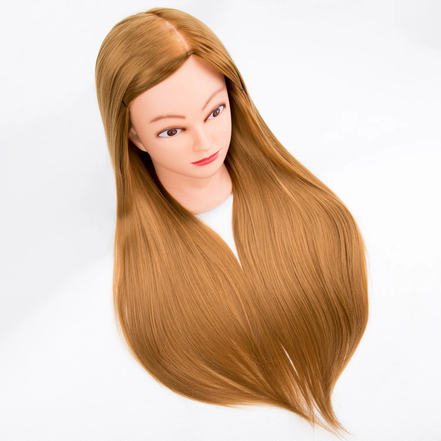 Female Synthetic Training Mannequin Manikin Head Wig Display Straight Golden Hair Table Mannequin Training Head For Hair Salon