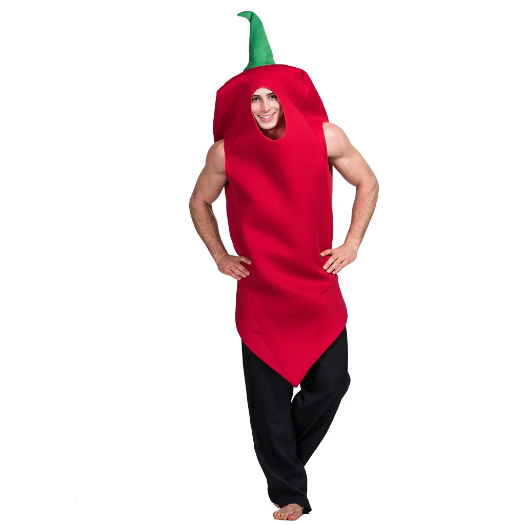 
Molezu Adult Funny Chili Costume Suit Blow Up Halloween Party Fancy Red Pepper Dress Prank Food Costume Cosplay 