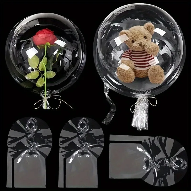 Hot 30 Inch Wide Neck Transparent Bubble Ballon Big Opening Mouth Pre Stretched Bobo Balloon For Stuffing Gifts Flowers Snacks