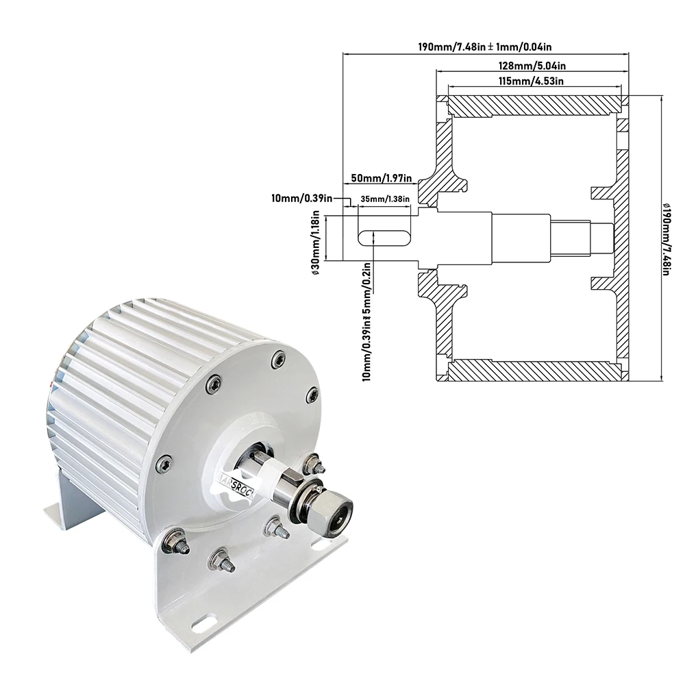 800w 24/12V/48V 3 Phase Gearless Permanent Magnet Generator with Base AC Alternators Use For Wind Turbine Water Turbine