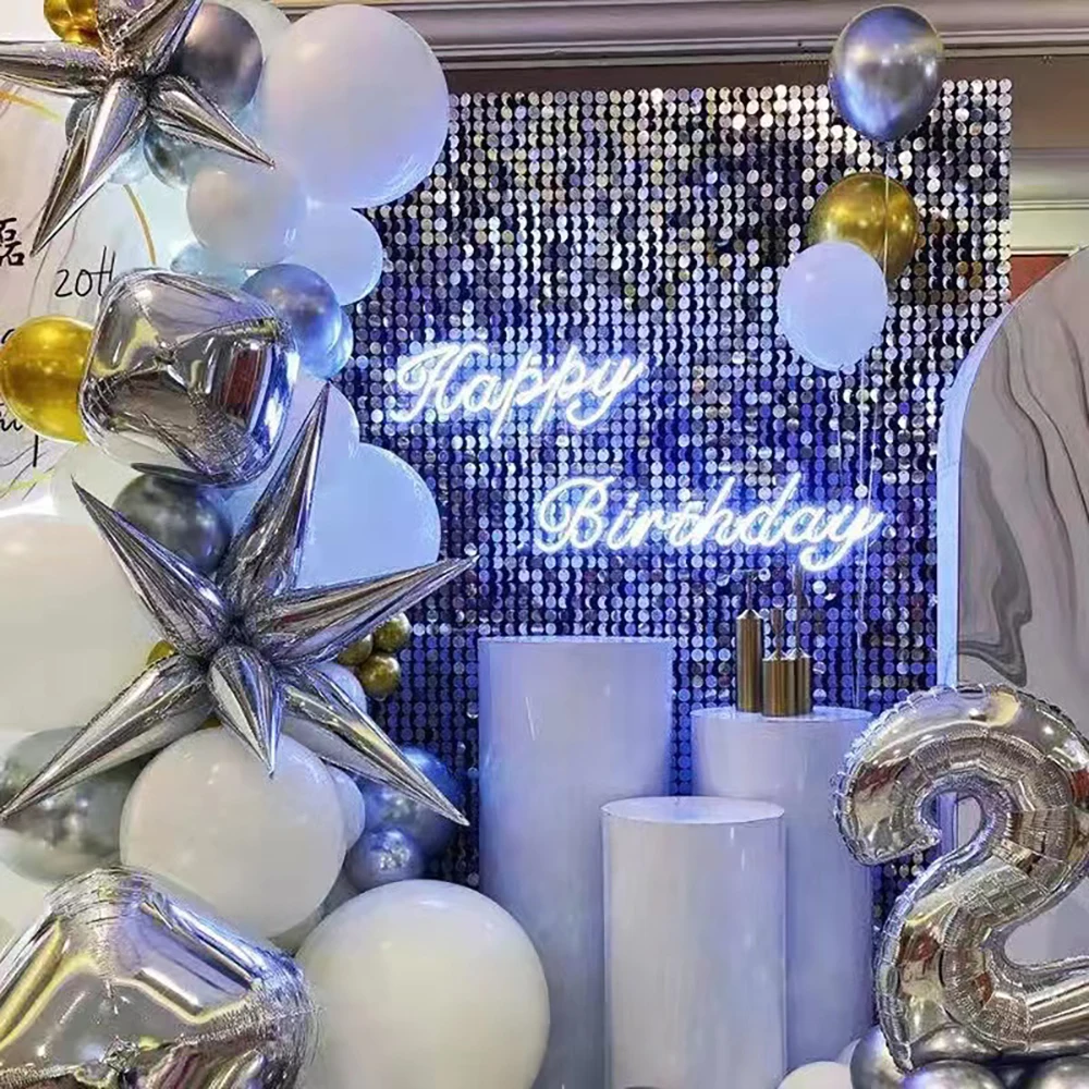 Stunning Sparking Stage Iridescent Gold Mirror Sequin Shimmer Wall Lighted Backdrop