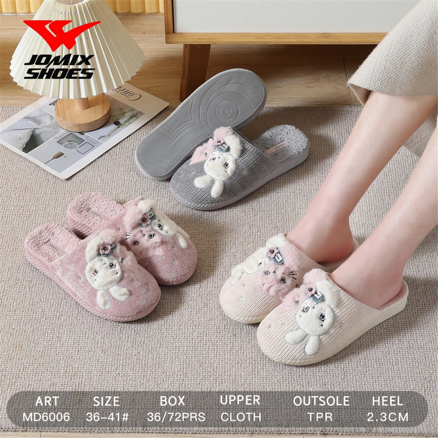Wholesale High Quality Women Furniture Shoes Rabbit All Season Cotton Slippers For Winter