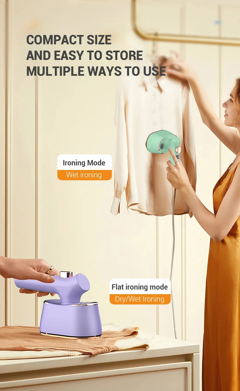 Hot Sale Portable Dry Iron Clothes Steamer Mini Ceramic Soleplate Steam Iron for Home Travel Hotel Sewing Steam Iron for Laundry