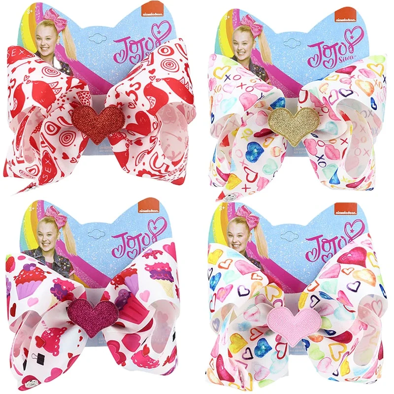 High quality Siwa Hair Bows Girl Bow Hair Clip heart jojo Ribbon bow with clip