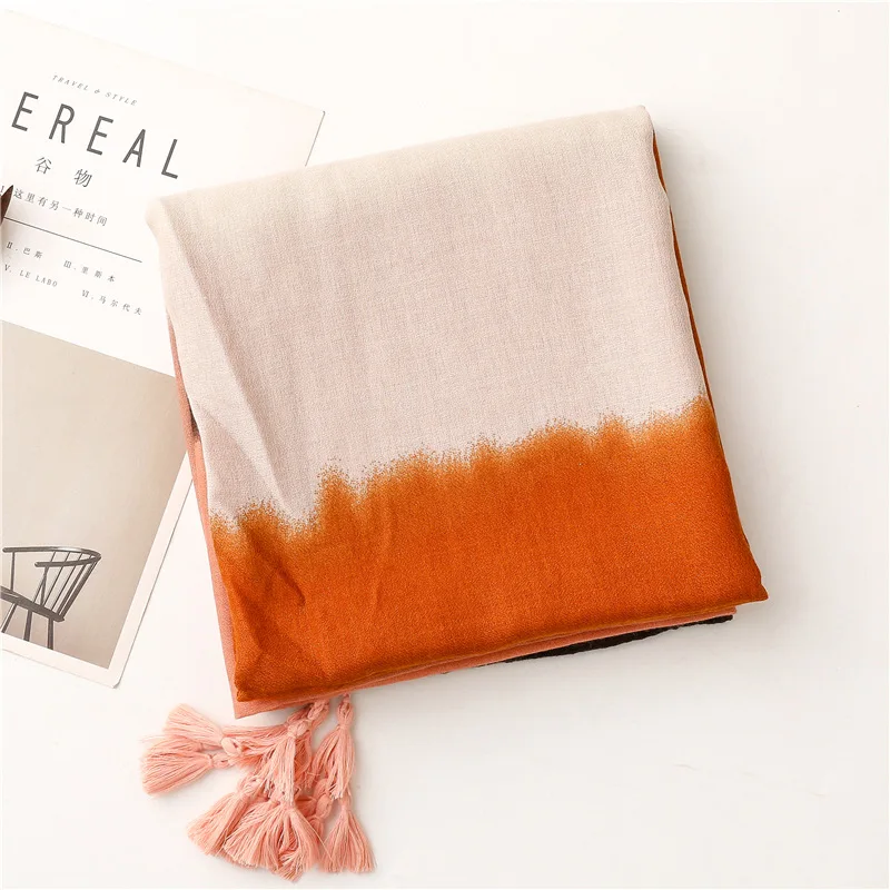 Мягкий льняной хлопковый шарф с принтом вискозные шали женские роскошные длинные шарфы