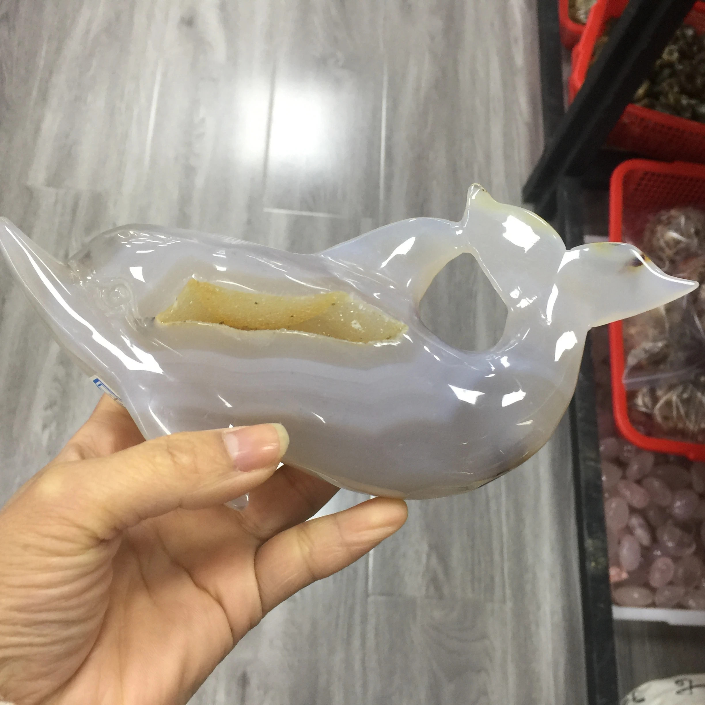 Folk crafts natural crystals agate geode druzy dolphin for gift or decoration