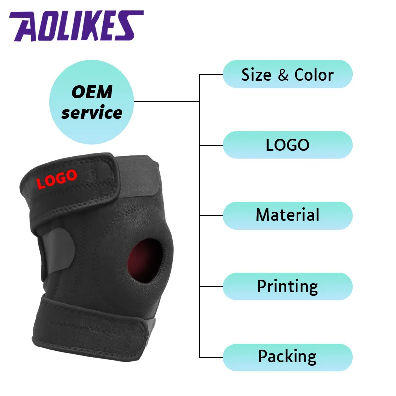 Aolikes Adjustable Compression EVA Open Patella Knee Brace Thin Nylon and SBR Material Leg Support for Sports and Fitness