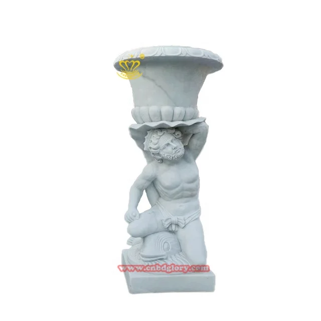 Outdoor Street Landscape Design garden Public decoration art sculpture Marble boy statue stone Flower Pot