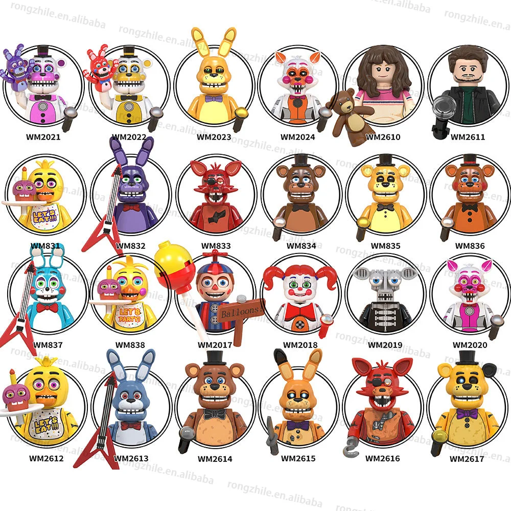 WM6170 WM6097 WM6074 пять ночей в Freddy Chica Bonnie Foxy воздушные шары мальчик Lolbit FNAF собирать строительные блоки детские игрушки