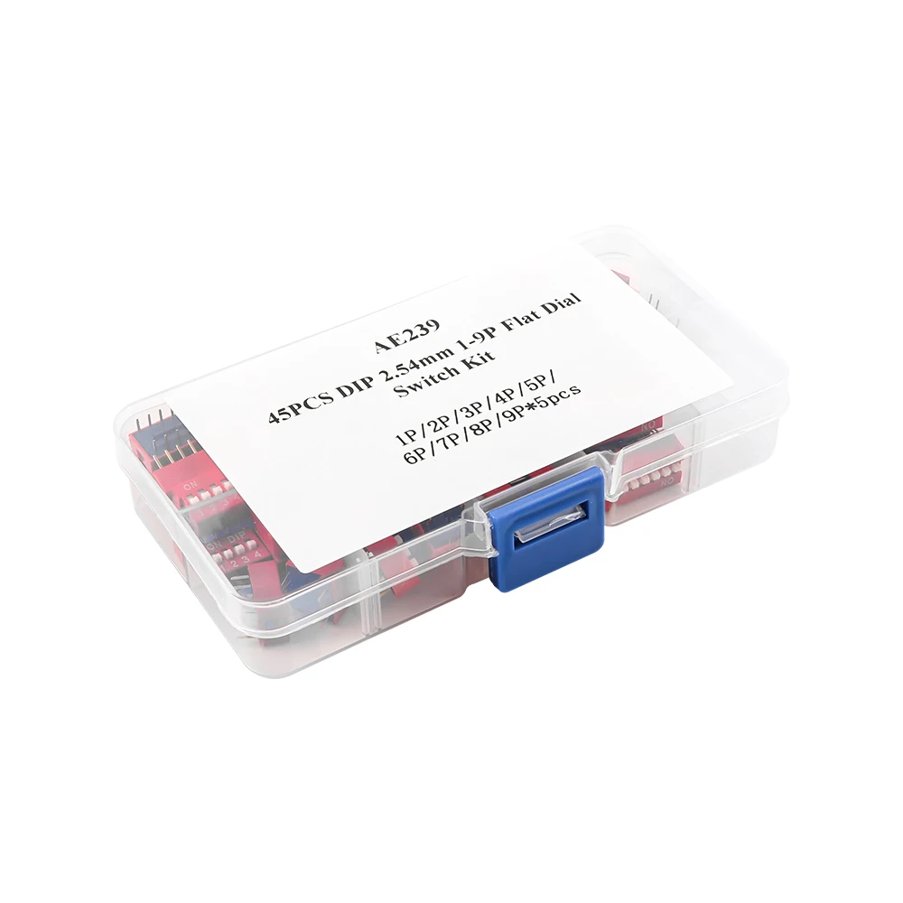DIP Switch 2.54mm 1-9P Flat Dial Switch Kit with 9 different types of pins