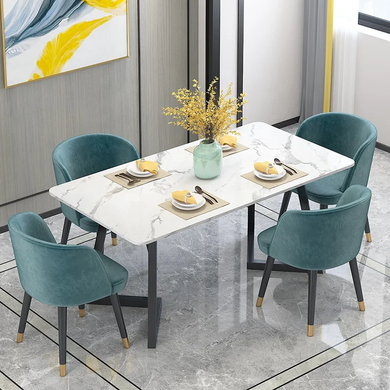 Прямая продажа с фабрики, оптовая продажа, легкий роскошный каменный стол, обеденный стол, набор мебели, современный простой Прямоугольный Обеденный стол с мраморным верхом