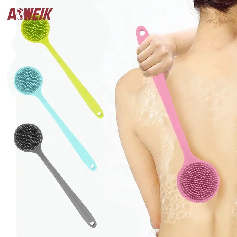 Новинка мягкая силиконовая щетка AOWEIK для массажа и душа 37 7 см отшелушивающая кожи ванны с длинной