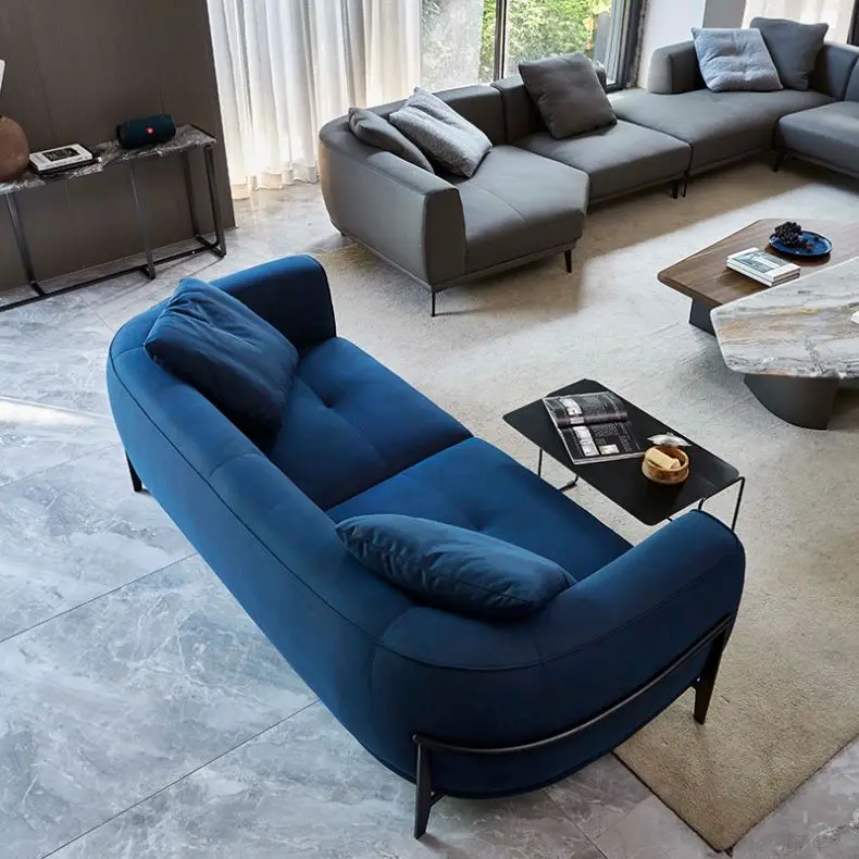 Modern L Shaped Sofa Upholstery Wooden Couch, Blue Tufted Sofa For Event Wedding, Furniture Sofa For Weddings