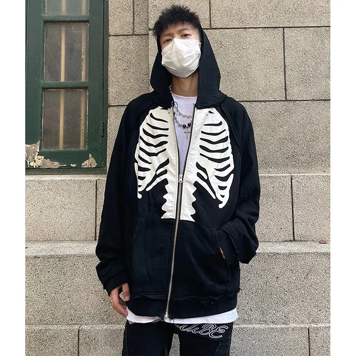 BILLIONS Custom full zip up hoodie skull printed custom made heavy weight zip up hoodie