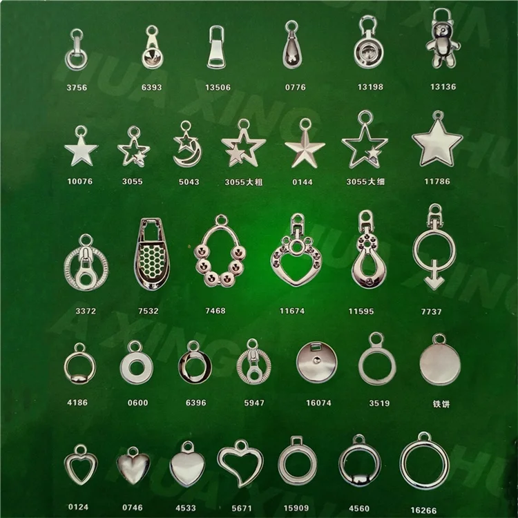 diamante rhinestone peach heart-shaped pentagram star letter number butterfly flower metal zipper slider puller pendant pull