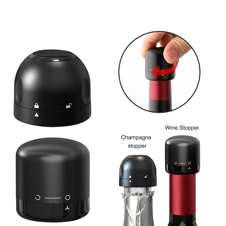 Custom Logo Sparkling Wine Bottle Stopper Sealer Mini Champagne Bottle Stopper in Gift Box Packing